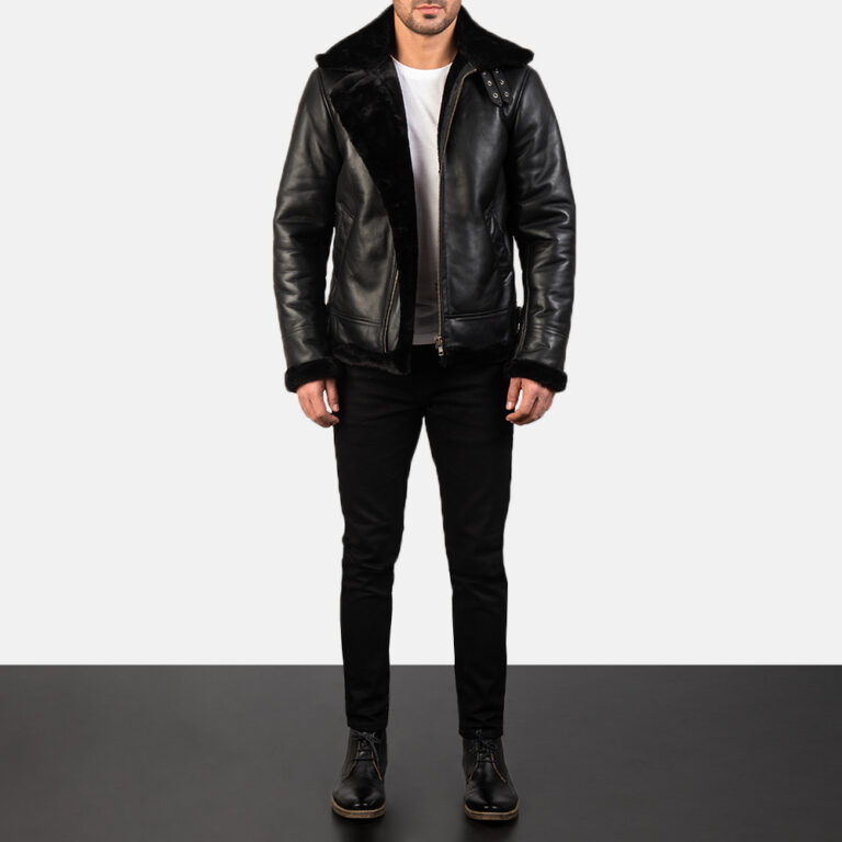 Mens Francis B-3 Black Leather Bomber Jacket7995-2-1578568365822